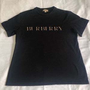 Burberry Black Medium Men's Short-Sleeve Plaid Check Logo T-Shirt